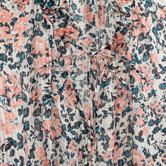 Veronica Beard Antonette White Floral-Print Silk Ruffled Blouse - Picture 5 of 10